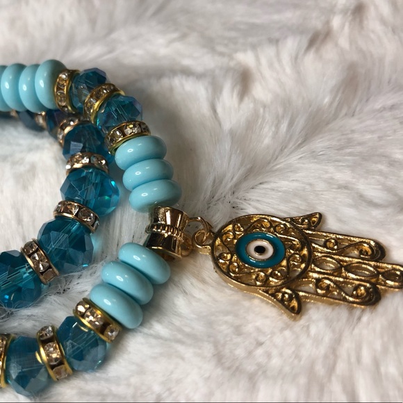 Beautiful blue beaded bracelets Hamsa - Picture 5 of 5